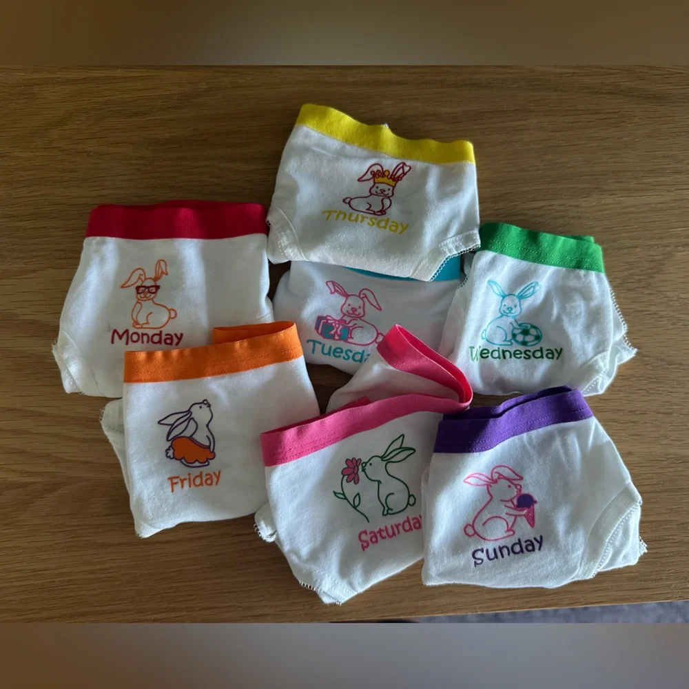 Lucky & Me | Mia Girls Tagless Bikini Underwear | 7 Pack Day of the Week sz 2-3